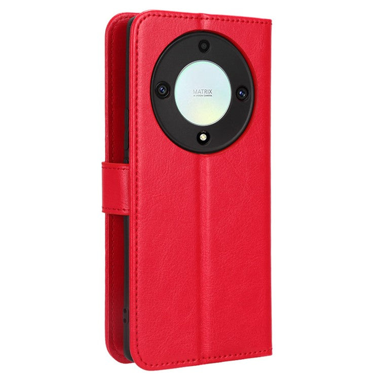 For Honor X9a 5G / X40 5G / Magic5 Lite 5G Cell Phone Cover Crazy Horse Texture Wallet Stand Phone Leather Case - Red