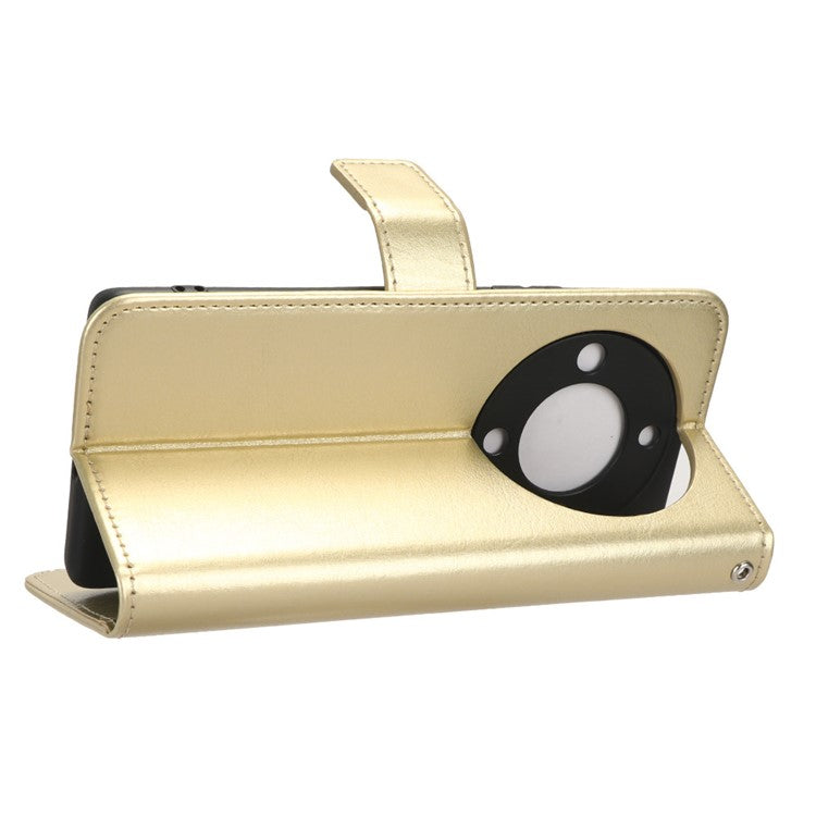 For Honor X9a 5G / X40 5G / Magic5 Lite 5G Cell Phone Cover Crazy Horse Texture Wallet Stand Phone Leather Case - Gold