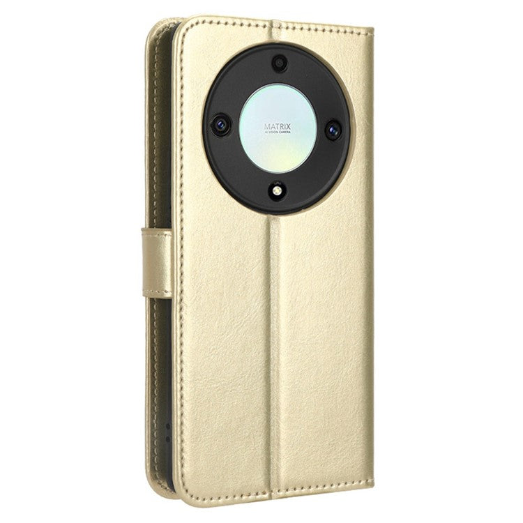 For Honor X9a 5G / X40 5G / Magic5 Lite 5G Cell Phone Cover Crazy Horse Texture Wallet Stand Phone Leather Case - Gold