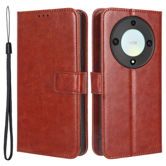 For Honor X9a 5G / X40 5G / Magic5 Lite 5G Cell Phone Cover Crazy Horse Texture Wallet Stand Phone Leather Case - Brown