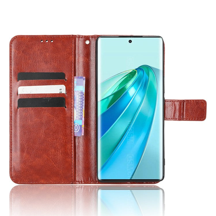 For Honor X9a 5G / X40 5G / Magic5 Lite 5G Cell Phone Cover Crazy Horse Texture Wallet Stand Phone Leather Case - Brown