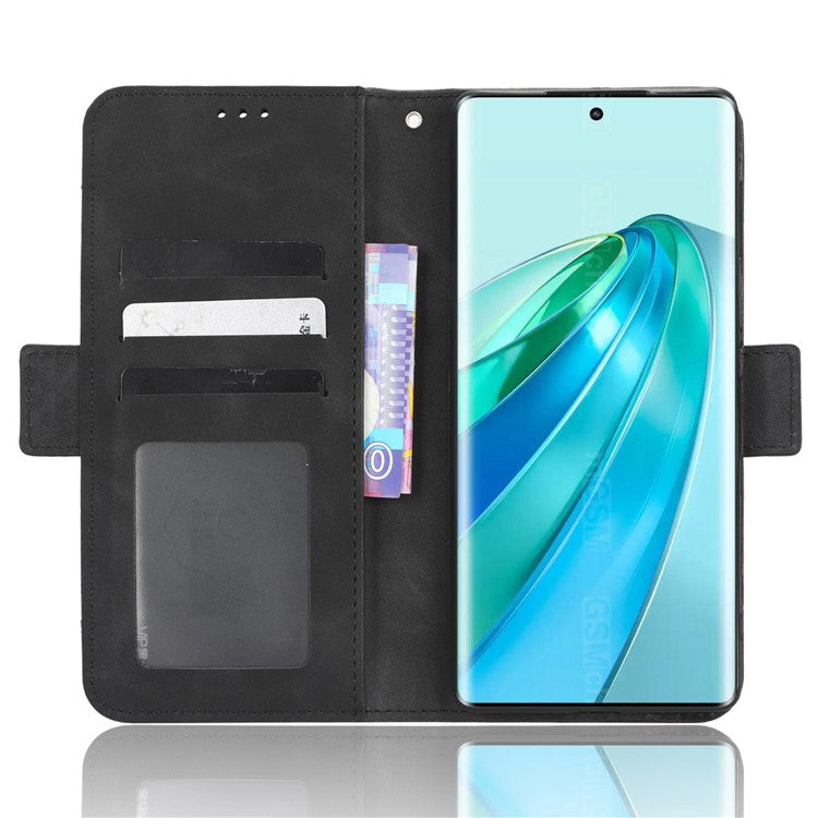 For Honor X9a 5G / X40 5G / Magic5 Lite 5G Leather Phone Case Stand Wallet Multiple Card Holder Phone Cover - Black