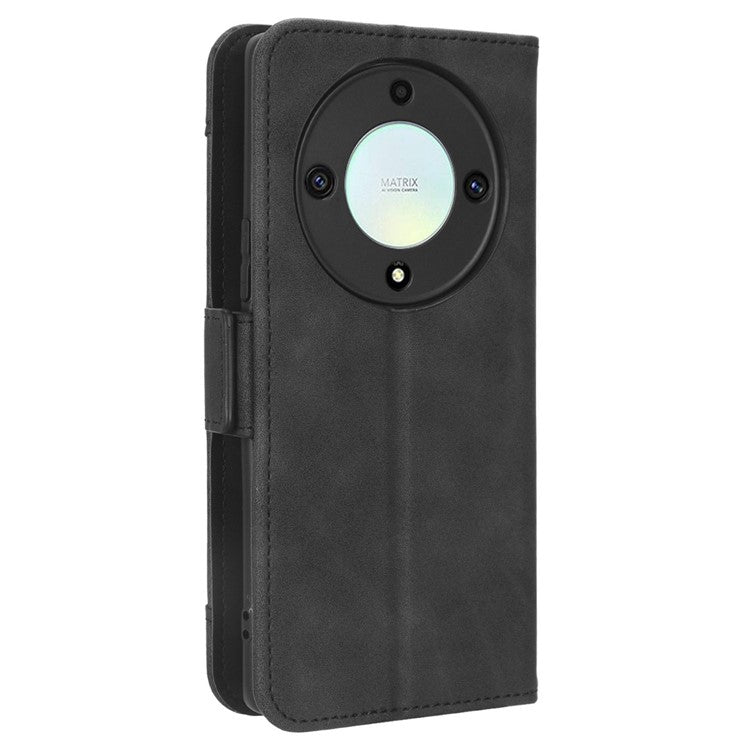 For Honor X9a 5G / X40 5G / Magic5 Lite 5G Leather Phone Case Stand Wallet Multiple Card Holder Phone Cover - Black