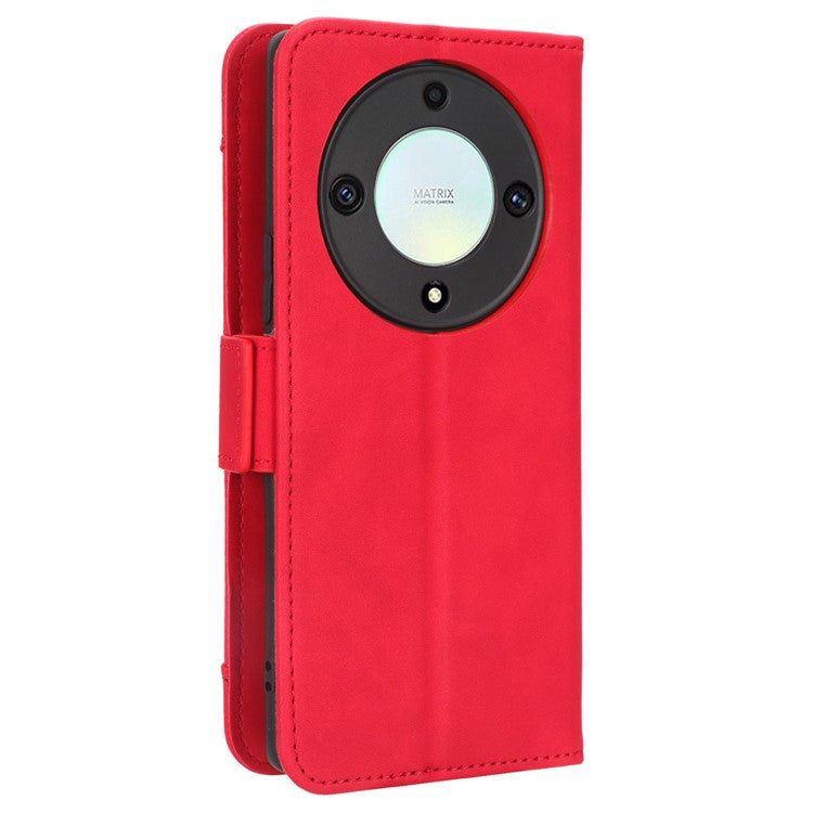 For Honor X9a 5G / X40 5G / Magic5 Lite 5G Leather Phone Case Stand Wallet Multiple Card Holder Phone Cover - Red