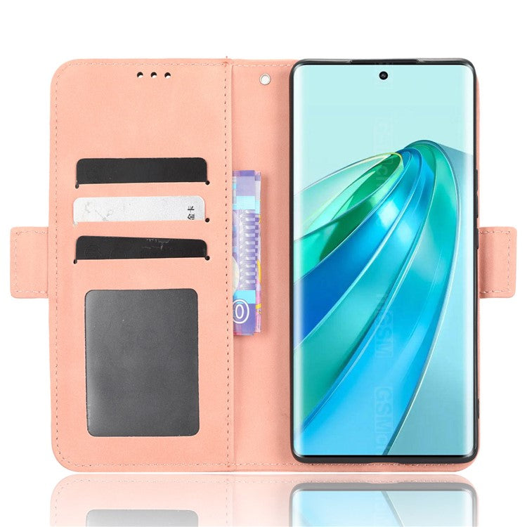 For Honor X9a 5G / X40 5G / Magic5 Lite 5G Leather Phone Case Stand Wallet Multiple Card Holder Phone Cover - Pink