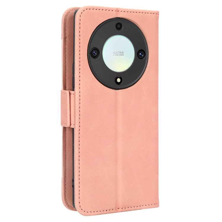 For Honor X9a 5G / X40 5G / Magic5 Lite 5G Leather Phone Case Stand Wallet Multiple Card Holder Phone Cover - Pink