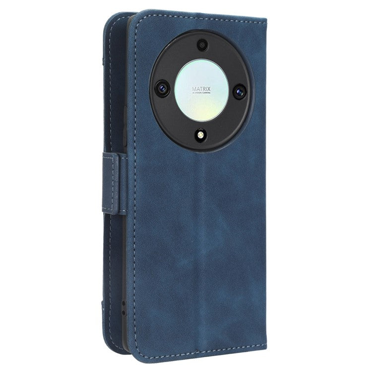 For Honor X9a 5G / X40 5G / Magic5 Lite 5G Leather Phone Case Stand Wallet Multiple Card Holder Phone Cover - Blue