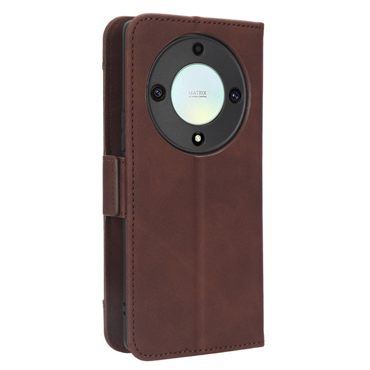 For Honor X9a 5G / X40 5G / Magic5 Lite 5G Leather Phone Case Stand Wallet Multiple Card Holder Phone Cover - Brown