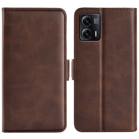 Smartphone Case For Motorola Moto G73 5G , Calf Texture PU Leather Wallet Stand Anti-fall Phone Cover - Brown