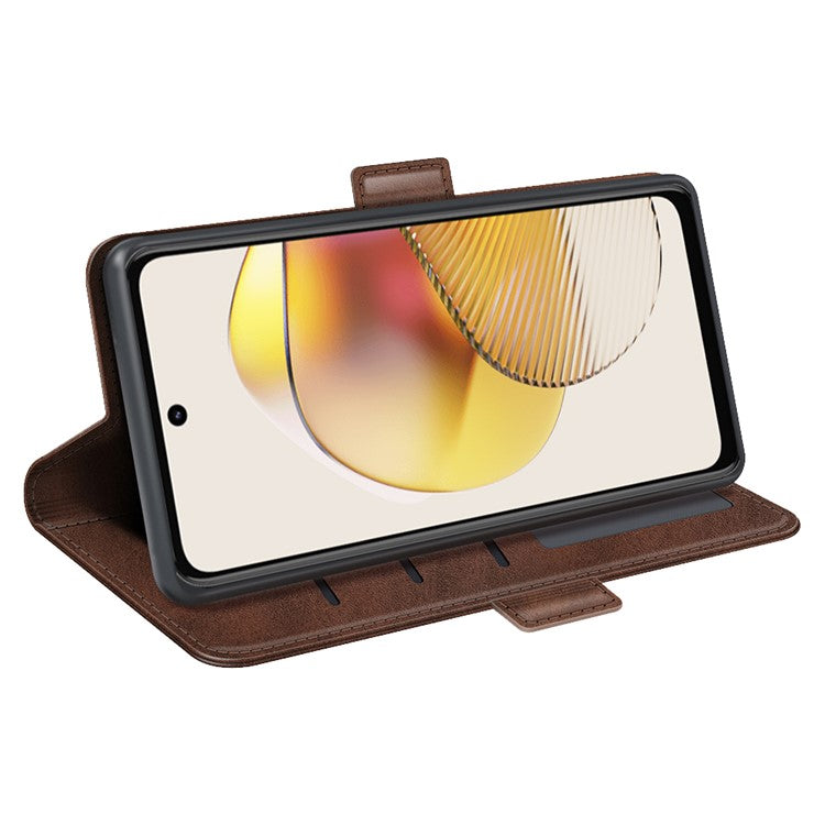 Smartphone Case For Motorola Moto G73 5G , Calf Texture PU Leather Wallet Stand Anti-fall Phone Cover - Brown