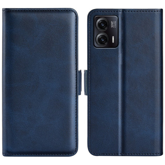 Smartphone Case For Motorola Moto G73 5G , Calf Texture PU Leather Wallet Stand Anti-fall Phone Cover - Blue