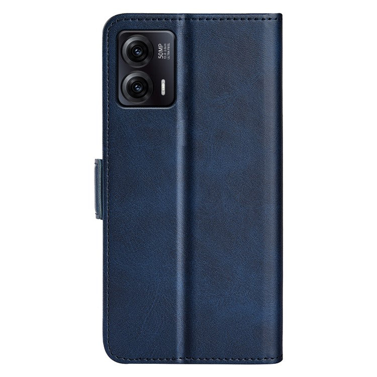Smartphone Case For Motorola Moto G73 5G , Calf Texture PU Leather Wallet Stand Anti-fall Phone Cover - Blue