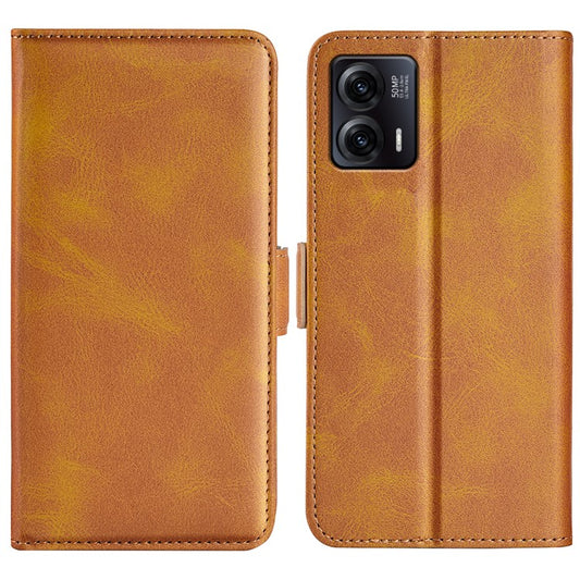 Smartphone Case For Motorola Moto G73 5G , Calf Texture PU Leather Wallet Stand Anti-fall Phone Cover - Yellow