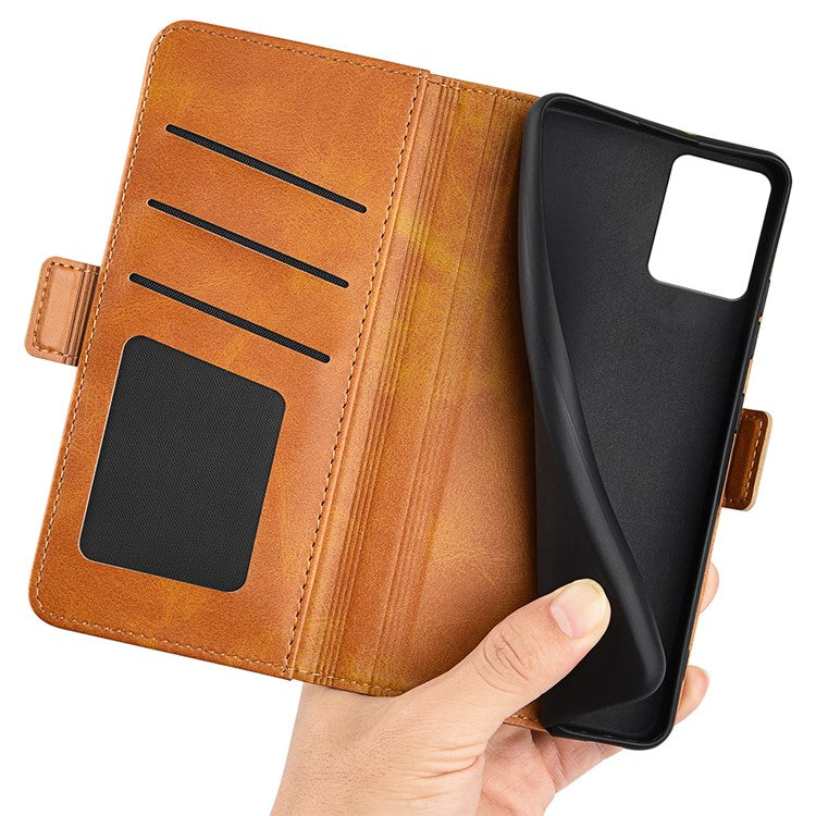Smartphone Case For Motorola Moto G73 5G , Calf Texture PU Leather Wallet Stand Anti-fall Phone Cover - Yellow