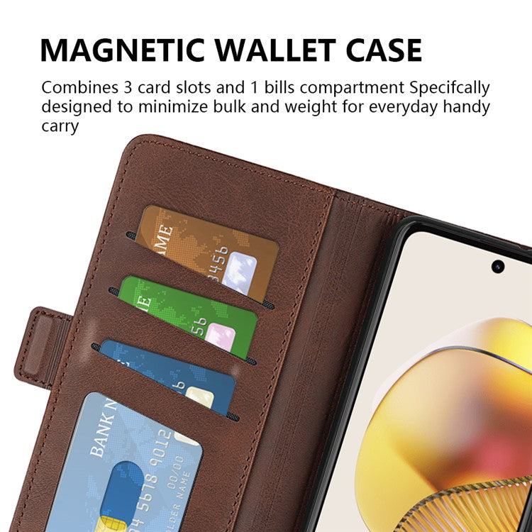 Smartphone Case For Motorola Moto G73 5G , Calf Texture PU Leather Wallet Stand Anti-fall Phone Cover - Yellow