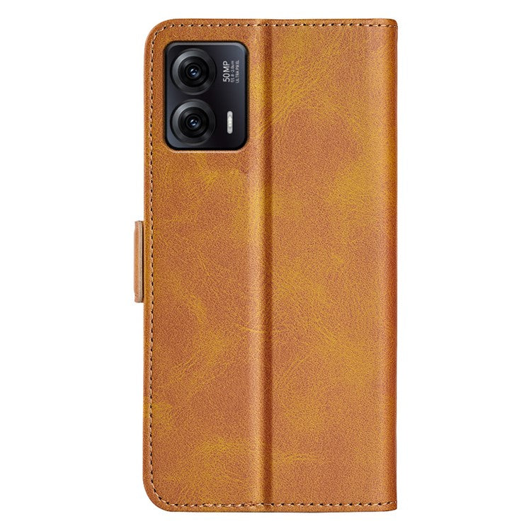 Smartphone Case For Motorola Moto G73 5G , Calf Texture PU Leather Wallet Stand Anti-fall Phone Cover - Yellow