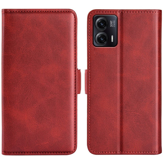 Smartphone Case For Motorola Moto G73 5G , Calf Texture PU Leather Wallet Stand Anti-fall Phone Cover - Red