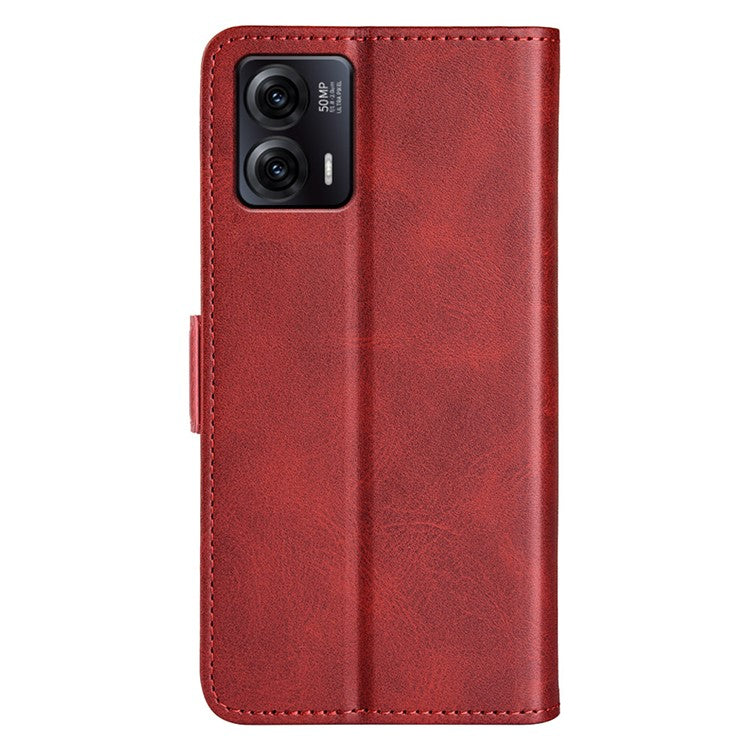 Smartphone Case For Motorola Moto G73 5G , Calf Texture PU Leather Wallet Stand Anti-fall Phone Cover - Red