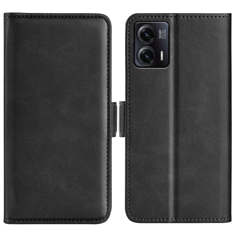 Smartphone Case For Motorola Moto G73 5G , Calf Texture PU Leather Wallet Stand Anti-fall Phone Cover - Black