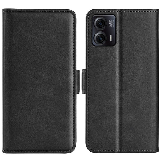 Smartphone Case For Motorola Moto G73 5G , Calf Texture PU Leather Wallet Stand Anti-fall Phone Cover - Black