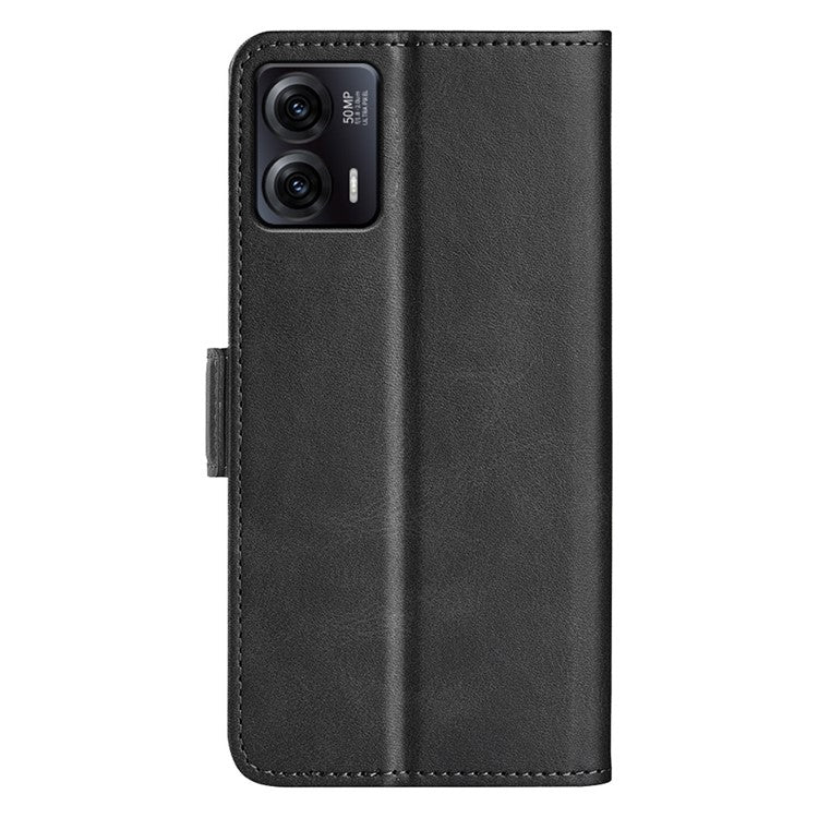Smartphone Case For Motorola Moto G73 5G , Calf Texture PU Leather Wallet Stand Anti-fall Phone Cover - Black