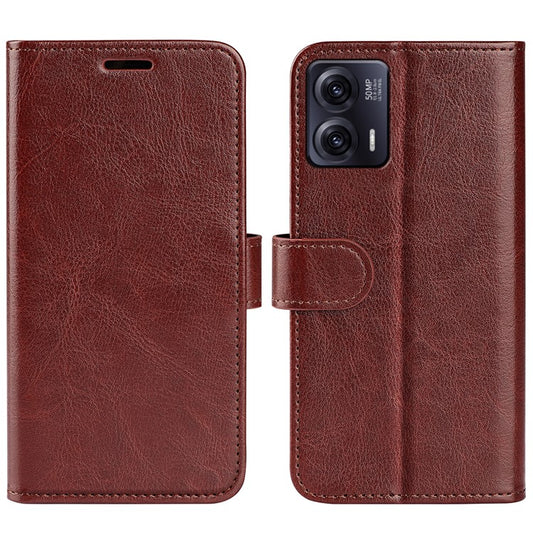 Anti-drop Leather Phone Case For Motorola Moto G73 5G , Crazy Horse Texture Flip Stand Wallet Mobile Phone Cover - Brown