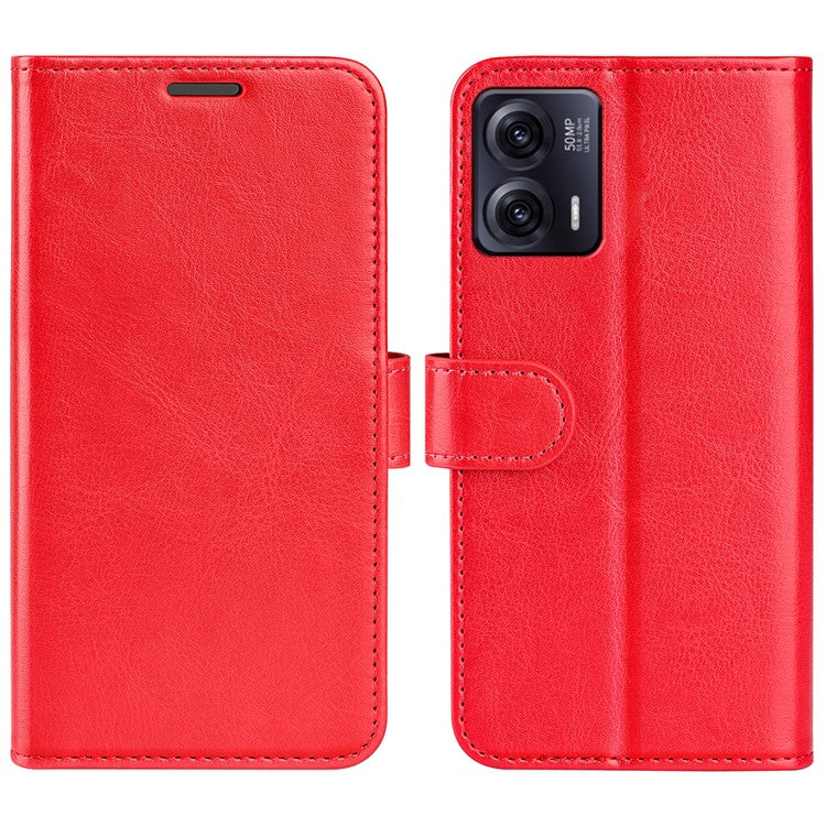 Anti-drop Leather Phone Case For Motorola Moto G73 5G , Crazy Horse Texture Flip Stand Wallet Mobile Phone Cover - Red