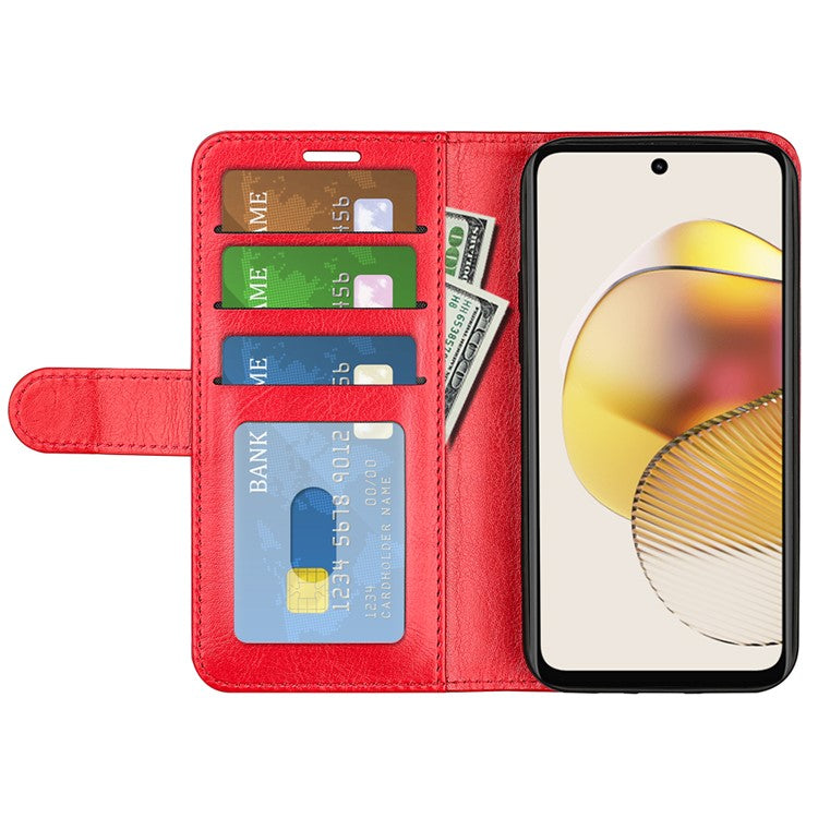 Anti-drop Leather Phone Case For Motorola Moto G73 5G , Crazy Horse Texture Flip Stand Wallet Mobile Phone Cover - Red