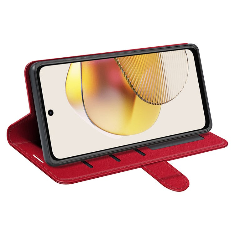 Anti-drop Leather Phone Case For Motorola Moto G73 5G , Crazy Horse Texture Flip Stand Wallet Mobile Phone Cover - Red