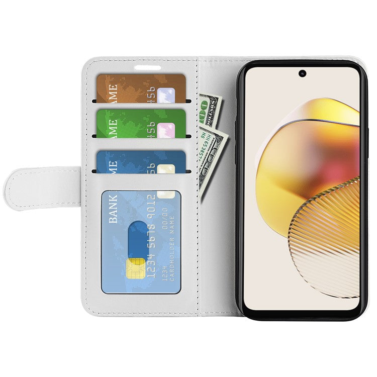 Anti-drop Leather Phone Case For Motorola Moto G73 5G , Crazy Horse Texture Flip Stand Wallet Mobile Phone Cover - White