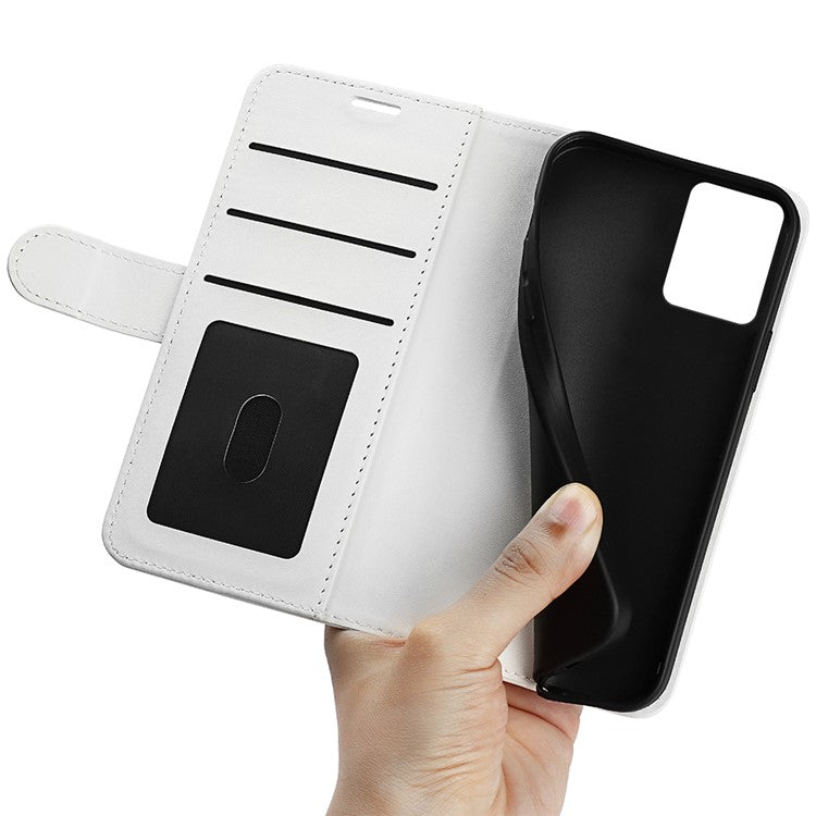 Anti-drop Leather Phone Case For Motorola Moto G73 5G , Crazy Horse Texture Flip Stand Wallet Mobile Phone Cover - White