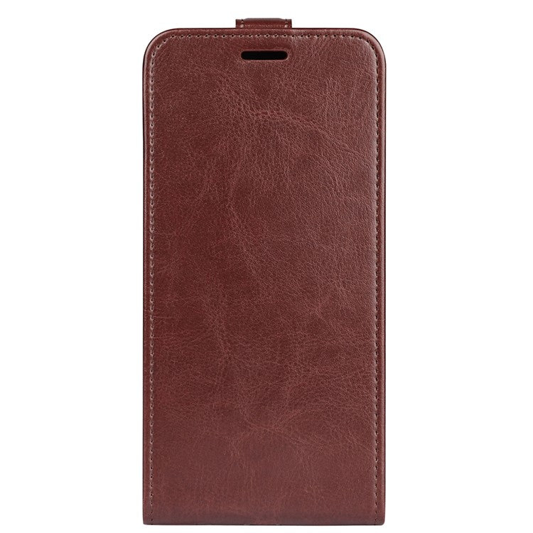 Anti-drop Phone Cover For Motorola Moto G73 5G Vertical Flip Leather Crazy Horse Texture Phone Case Card Holder - Brown