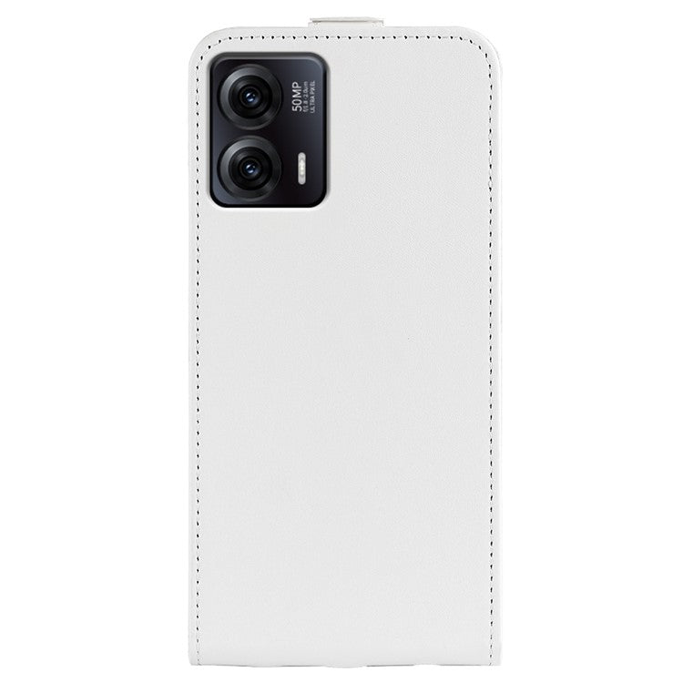 Anti-drop Phone Cover For Motorola Moto G73 5G Vertical Flip Leather Crazy Horse Texture Phone Case Card Holder - White