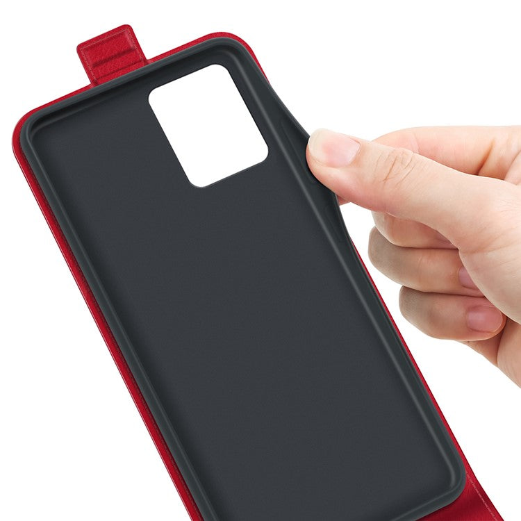 Anti-drop Phone Cover For Motorola Moto G73 5G Vertical Flip Leather Crazy Horse Texture Phone Case Card Holder - Red