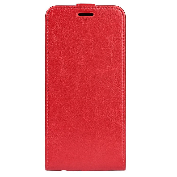 Anti-drop Phone Cover For Motorola Moto G73 5G Vertical Flip Leather Crazy Horse Texture Phone Case Card Holder - Red