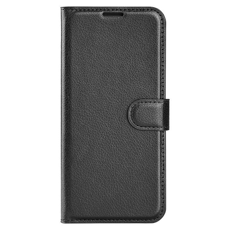 Shockproof Phone Case For Motorola Moto G73 5G , Litchi Texture PU Leather Cell Phone Cover Stand Wallet - Black