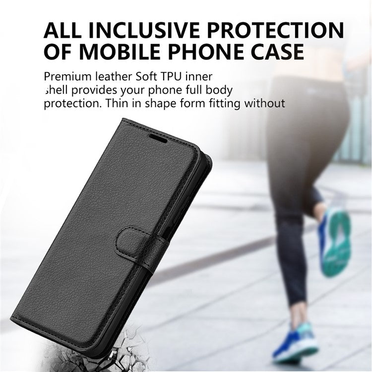 Shockproof Phone Case For Motorola Moto G73 5G , Litchi Texture PU Leather Cell Phone Cover Stand Wallet - Green