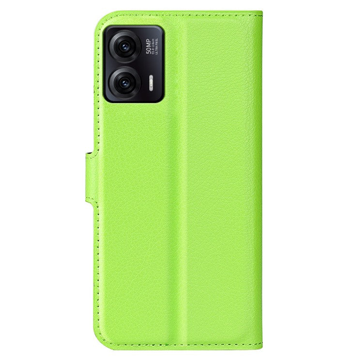 Shockproof Phone Case For Motorola Moto G73 5G , Litchi Texture PU Leather Cell Phone Cover Stand Wallet - Green