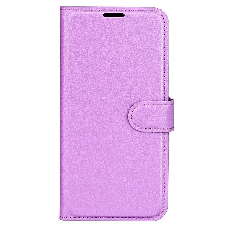 Shockproof Phone Case For Motorola Moto G73 5G , Litchi Texture PU Leather Cell Phone Cover Stand Wallet - Purple
