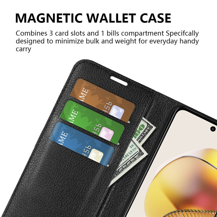Shockproof Phone Case For Motorola Moto G73 5G , Litchi Texture PU Leather Cell Phone Cover Stand Wallet - Blue