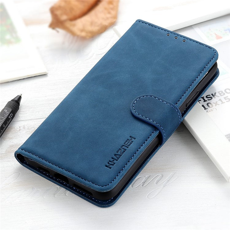 KHAZNEH Leather Phone Case For Honor X9a 5G / Magic5 Lite 5G / X40 5G , Retro Texture Flip Wallet Cover Stand - Blue