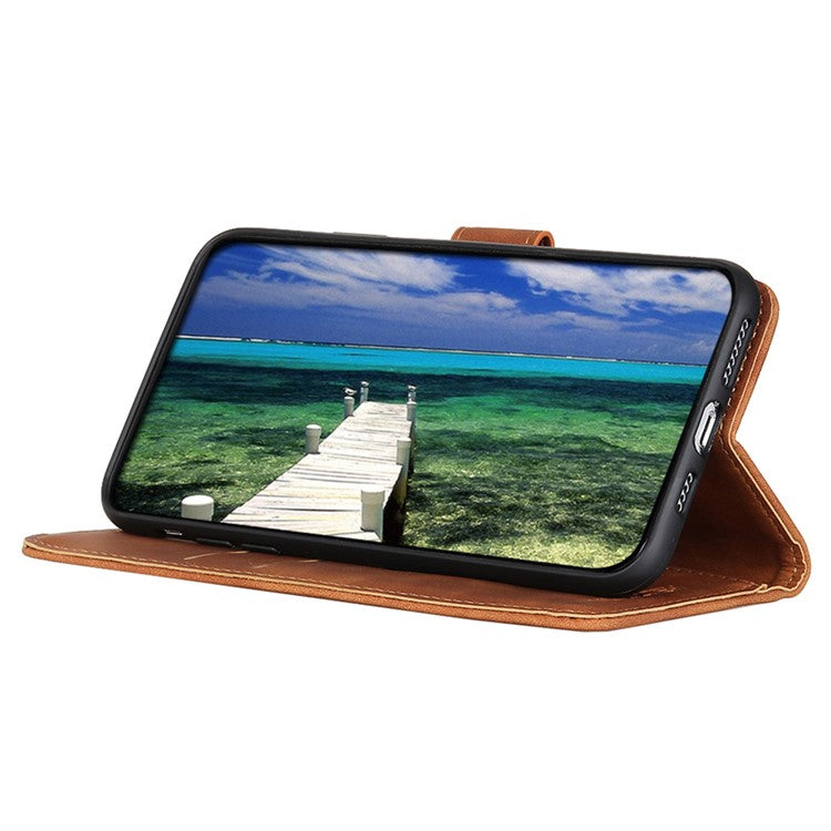 KHAZNEH Leather Phone Case For Honor X9a 5G / Magic5 Lite 5G / X40 5G , Retro Texture Flip Wallet Cover Stand - Brown