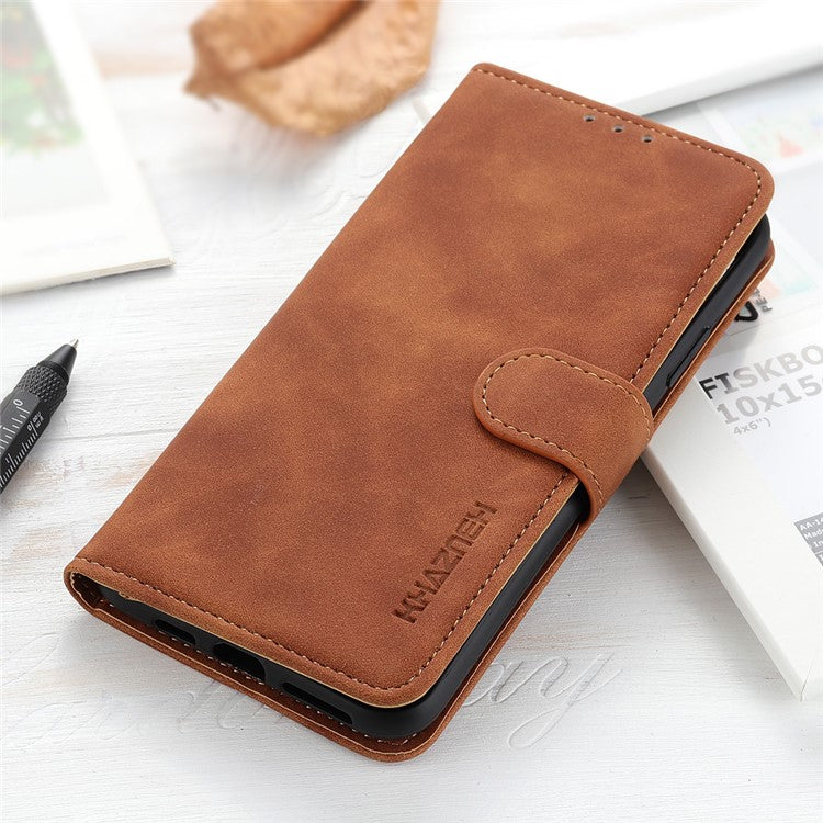 KHAZNEH Leather Phone Case For Honor X9a 5G / Magic5 Lite 5G / X40 5G , Retro Texture Flip Wallet Cover Stand - Brown