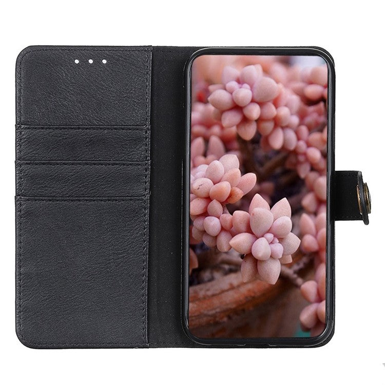 KHAZNEH For Honor X9a 5G / Magic5 Lite 5G / X40 5G Anti-drop Phone Case Cowhide Texture Leather Cover Wallet Stand - Black