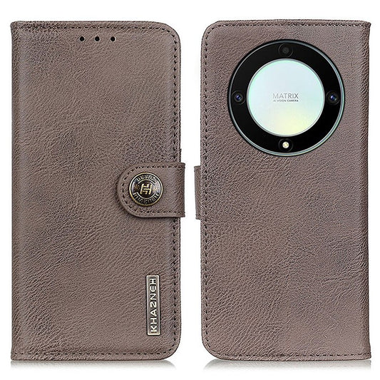 KHAZNEH For Honor X9a 5G / Magic5 Lite 5G / X40 5G Anti-drop Phone Case Cowhide Texture Leather Cover Wallet Stand - Khaki
