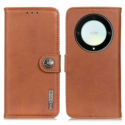 KHAZNEH For Honor X9a 5G / Magic5 Lite 5G / X40 5G Anti-drop Phone Case Cowhide Texture Leather Cover Wallet Stand - Brown