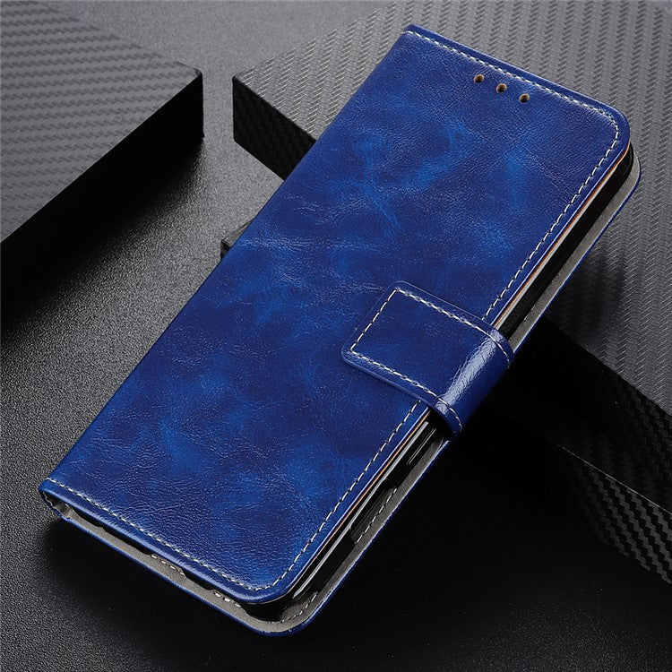 Anti-drop Phone Case Stand For Honor X9a 5G / Magic5 Lite 5G / X40 5G , Retro Crazy Horse Texture Leather Wallet Cover - Blue