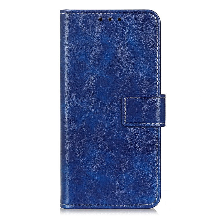 Anti-drop Phone Case Stand For Honor X9a 5G / Magic5 Lite 5G / X40 5G , Retro Crazy Horse Texture Leather Wallet Cover - Blue