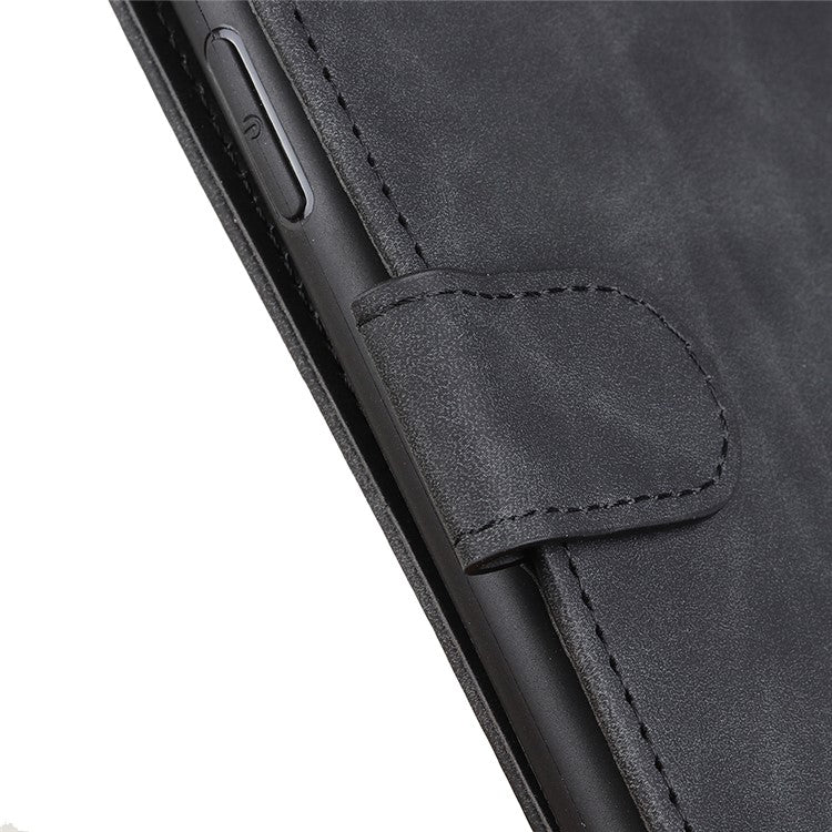 KHAZNEH For Honor X7a 5G Wallet Stand Leather Phone Case Retro Texture Anti-fall Phone Cover - Black