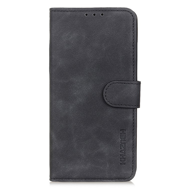 KHAZNEH For Honor X7a 5G Wallet Stand Leather Phone Case Retro Texture Anti-fall Phone Cover - Black